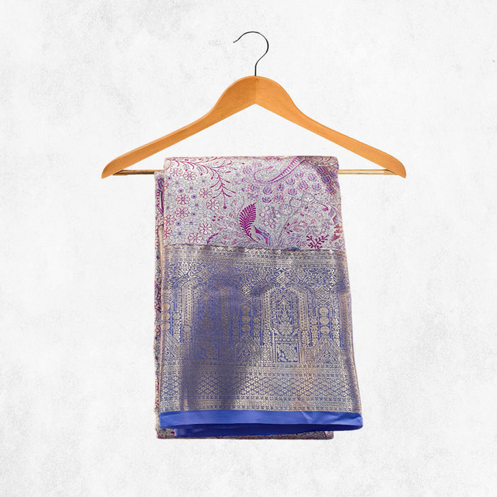 Lavender Royale Silver Silk Saree