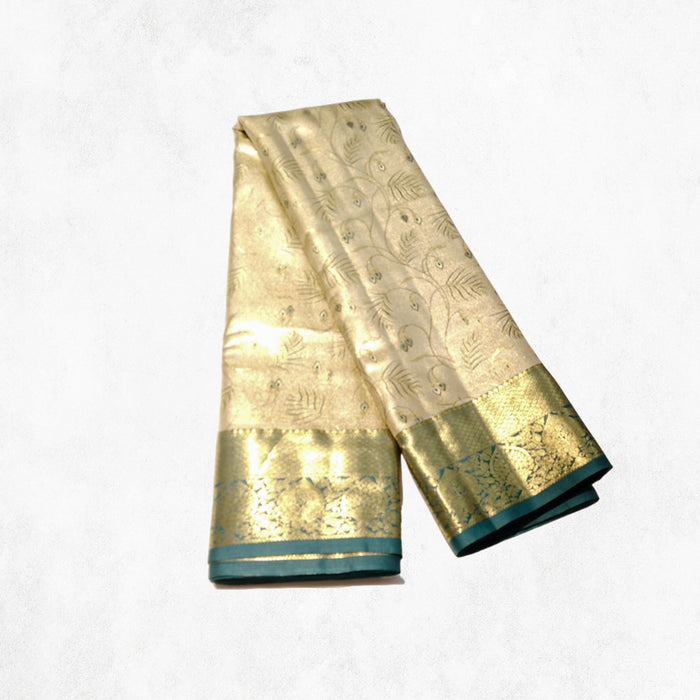 Ivory and Gold Silk Saree