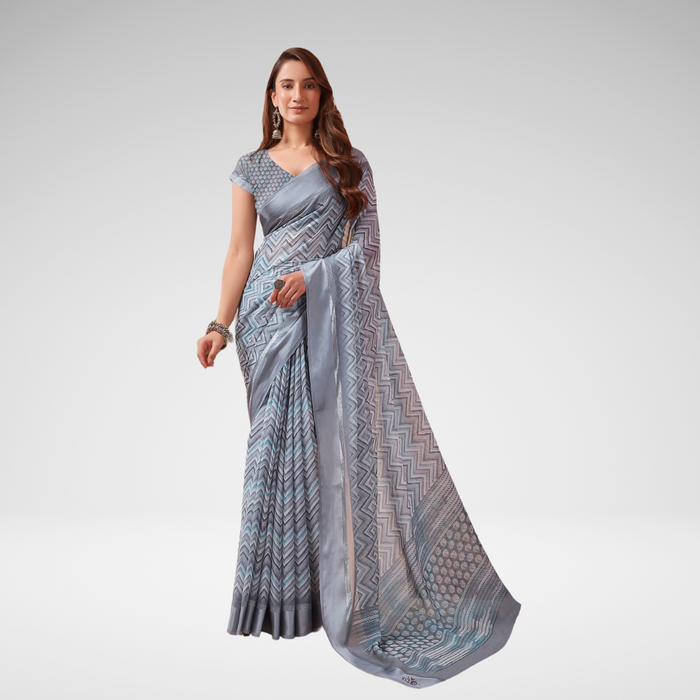 Steel Grey Georgette Saree