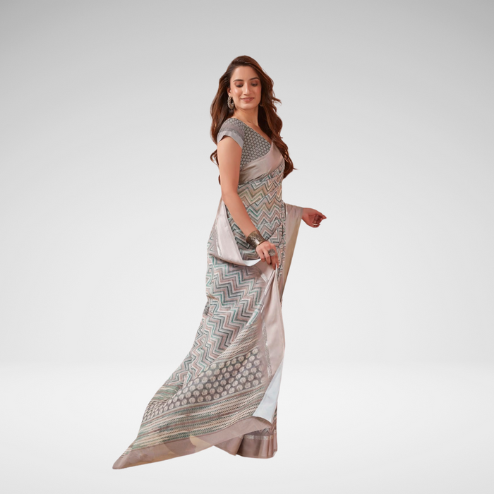 Aqua Geometric Saree