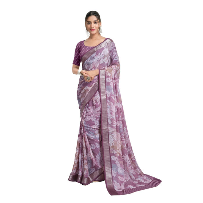 Purple Floral Saree