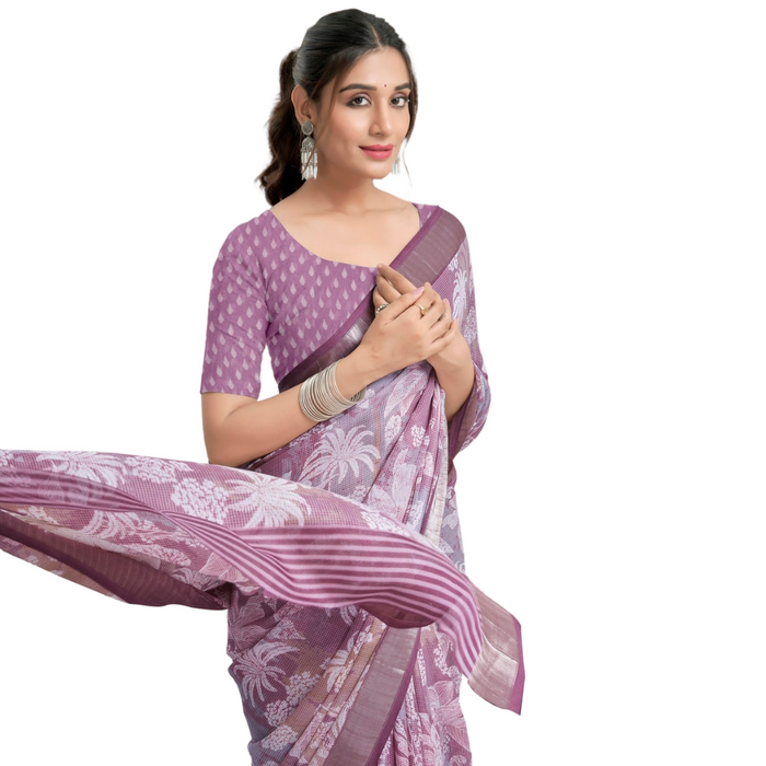 Purple Floral Saree