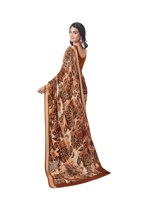 Golden-Brown Peacock Saree