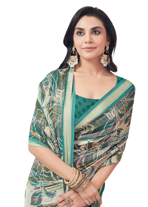 Teal Blue Paisley Saree